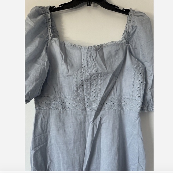 NEW Reformation Paxton Puff Sleeve Lace Embroidered Mini Dress Size 12 - Picture 4 of 13